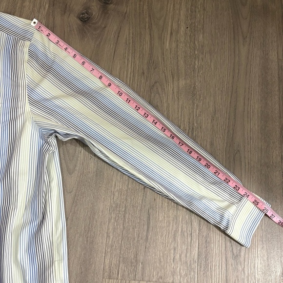 Eddie Bauer Mens Sz L Button Down Shirt Wrinkle Resistant Blue Green Striped LS - Picture 6 of 8